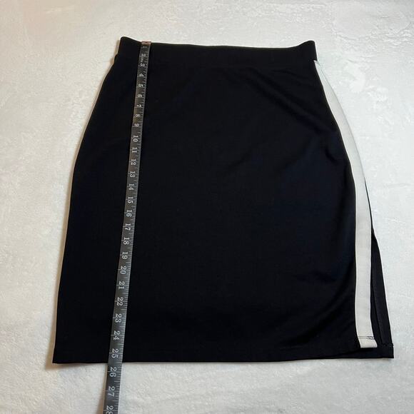 American Giant Pull On Ponte Pencil Skirt Size 10 Tuxedo Stripe Side Slit Office - Picture 9 of 9